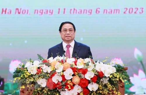 hủ tướng Phạm Minh Chính phát biểu tại Hội nghị biểu dương, tôn vinh điển hình tiên tiến toàn quốc