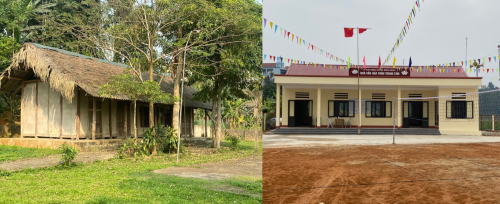 Nhà văn hoá thôn Trung tâm xã Bằng Hành (xây dựng năm 2023) trước và sau khi thực hiện Chương trình MTQG xây dựng nông thôn mới